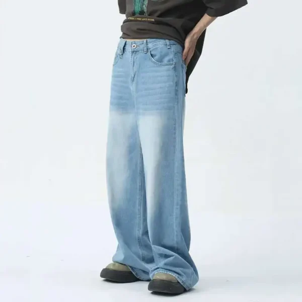 Wide Leg Jeans with Pocket Zipper Detail - Image 4