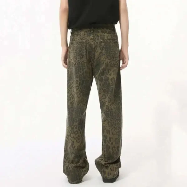 Leopard Print Straight Wide Leg Jeans - Image 4