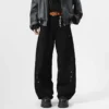 Solid Color Straight Machete Jeans