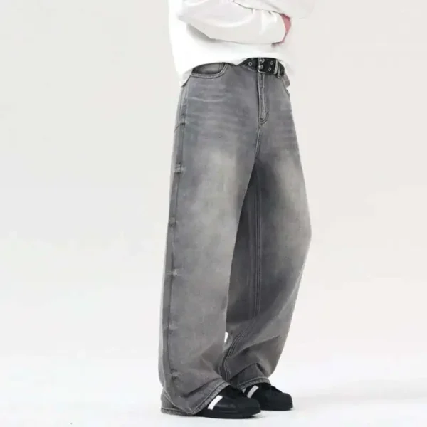 Solid Color Cleanfit Straight Wide Leg Jeans - Image 3