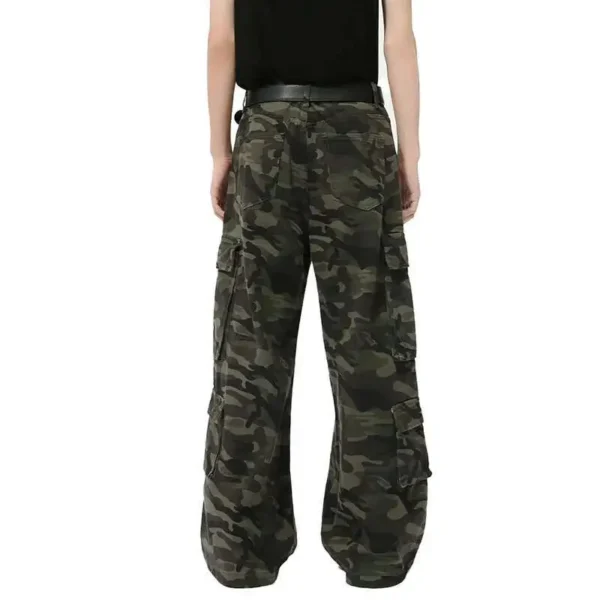 Washed Camouflage Multi Pocket Droop Wide Leg Jeans - Image 5