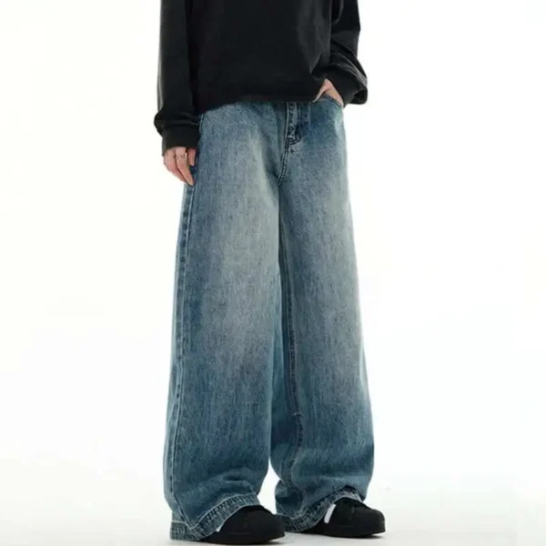 Washed Straight Wide Leg Jeans - Image 3