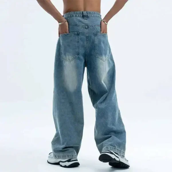 Solid Color Cleanfit Straight Wide Leg Jeans - Image 5