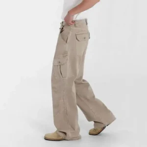 Alternative view of Washed Straight Cargo Jeans with Multi Pockets
