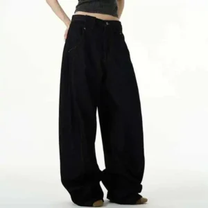 Alternative view of Solid Color Straight Machete Wide Leg Jeans