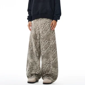 Alternative view of Leopard Print Curved Knife Wide Leg Jeans