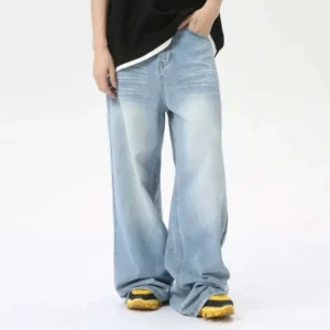 Alternative view of Men Baggy Jeans Loose Fit Washed Crease