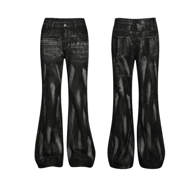 Hand Painted Contrast Bootcut Wide Leg Jeans - Image 2