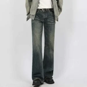 Alternative view of Solid Color Micro Flared Straight Jeans