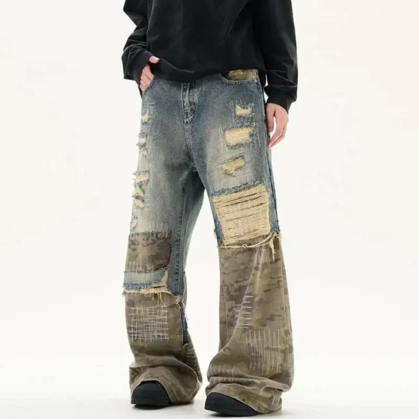 Baggy Jeans Embroidery Patchwork - Image 3