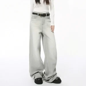 Alternative view of Cat Whisker Washed Straight Wide Leg Jeans