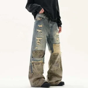 Alternative view of Baggy Jeans Embroidery Patchwork