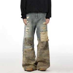 Baggy Jeans Embroidery Patchwork