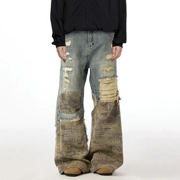 Baggy Jeans Embroidery Patchwork
