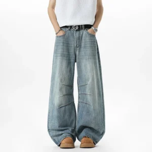 Deconstructed Solid Color Curved Knife Wide Leg Jeans