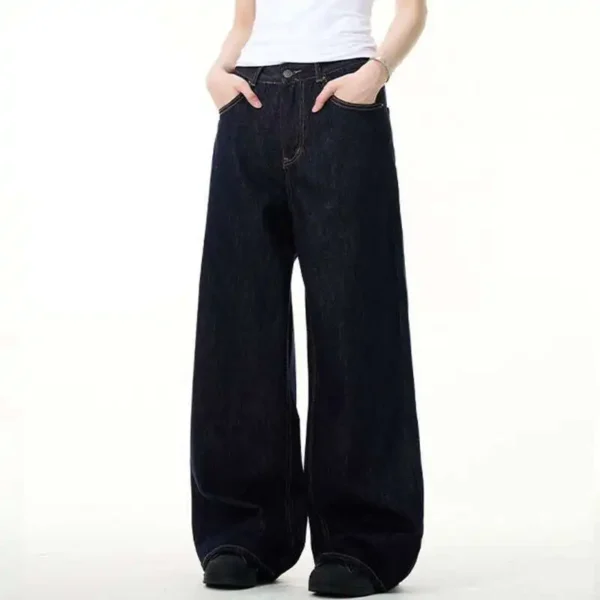 Vintage Washed Wide Leg Straight Jeans - Image 5