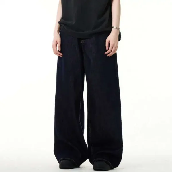 Vintage Washed Wide Leg Straight Jeans - Image 3