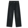 Black Gray Washed Straight Wide Leg Jeans