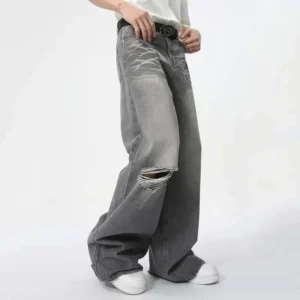 Alternative view of Contrast Color Straight Wide Leg Jeans