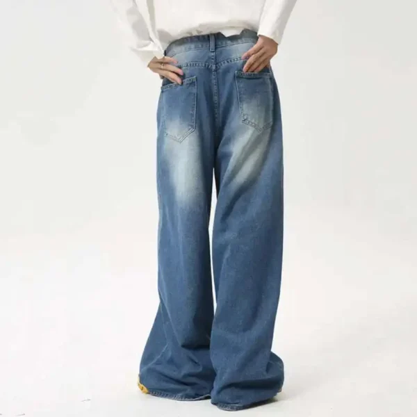 baggy jeans wide leg water washed - Image 3