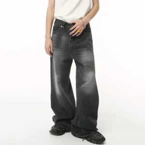 Vintage Distressed Baggy Wide Leg Jeans