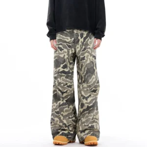 Camouflage Cargo Wide Leg Denim Pants