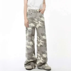 Camouflage Straight Wide Leg Jeans