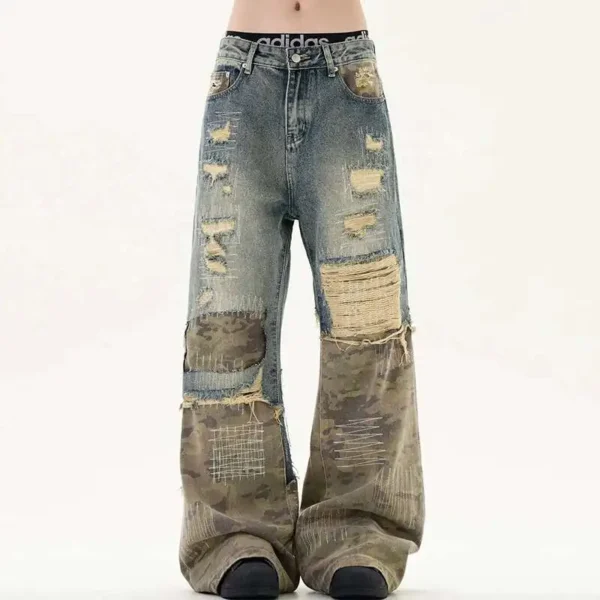 Baggy Jeans Embroidery Patchwork - Image 4