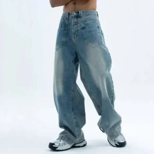 Solid Color Cleanfit Straight Wide Leg Jeans