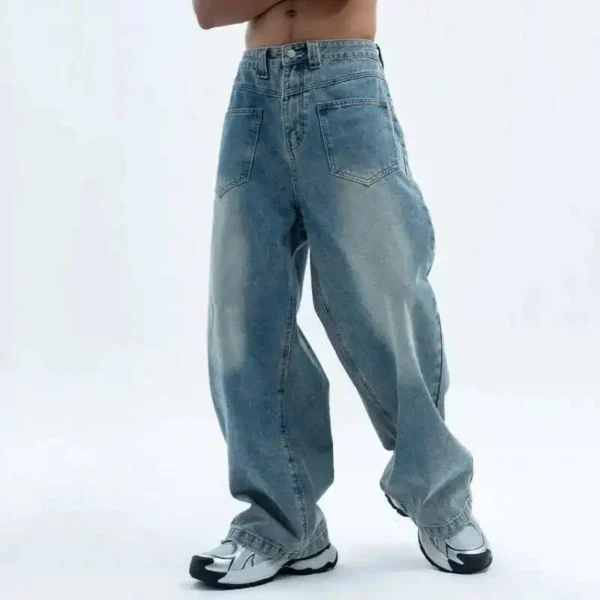 Solid Color Cleanfit Straight Wide Leg Jeans