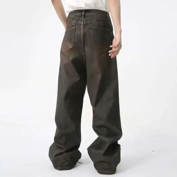 Retro Washed Straight Jeans with Zipper Opening - Image 5